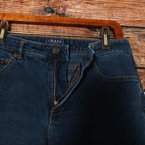 Chaps Jeans Size 6 Daniella Curvy Fit Straight Mid Rise Dark Blue Denim - Picture 6 of 8